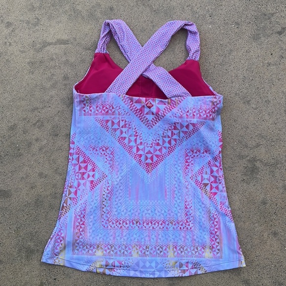 PrAna Pink Geo Pattern Bra Lined Active Yoga Workout Tank Top Women's Size S - Picture 3 of 6